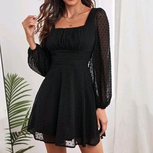 SHEIN Ruched Bust Swiss Dot Dress